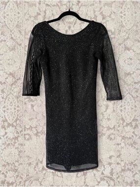 Topshop Black Sparkle Mesh Mini Dress Size 4